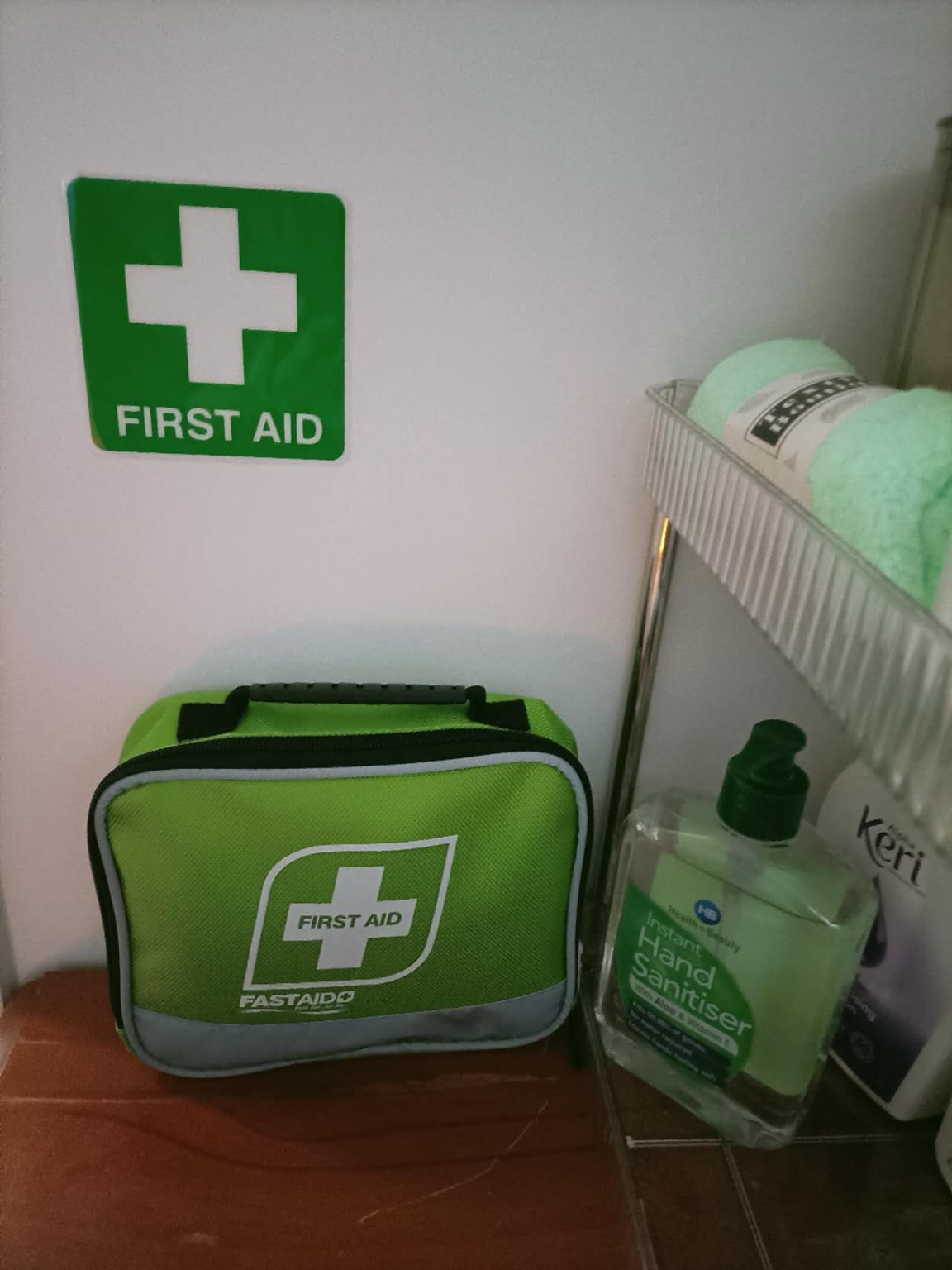 First aid kit & hand sanitiser